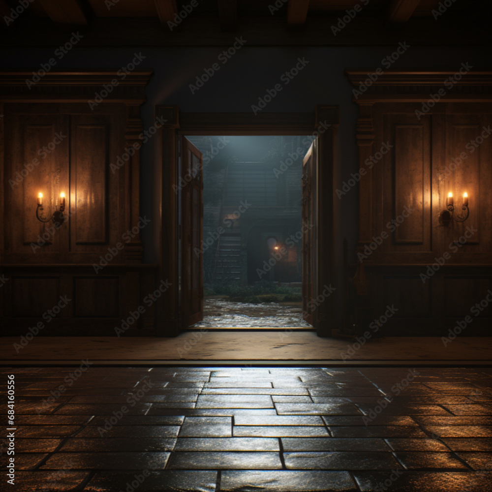 choosing between two doors, low angle, depth of field choosing between two doors, low angle, depth of field