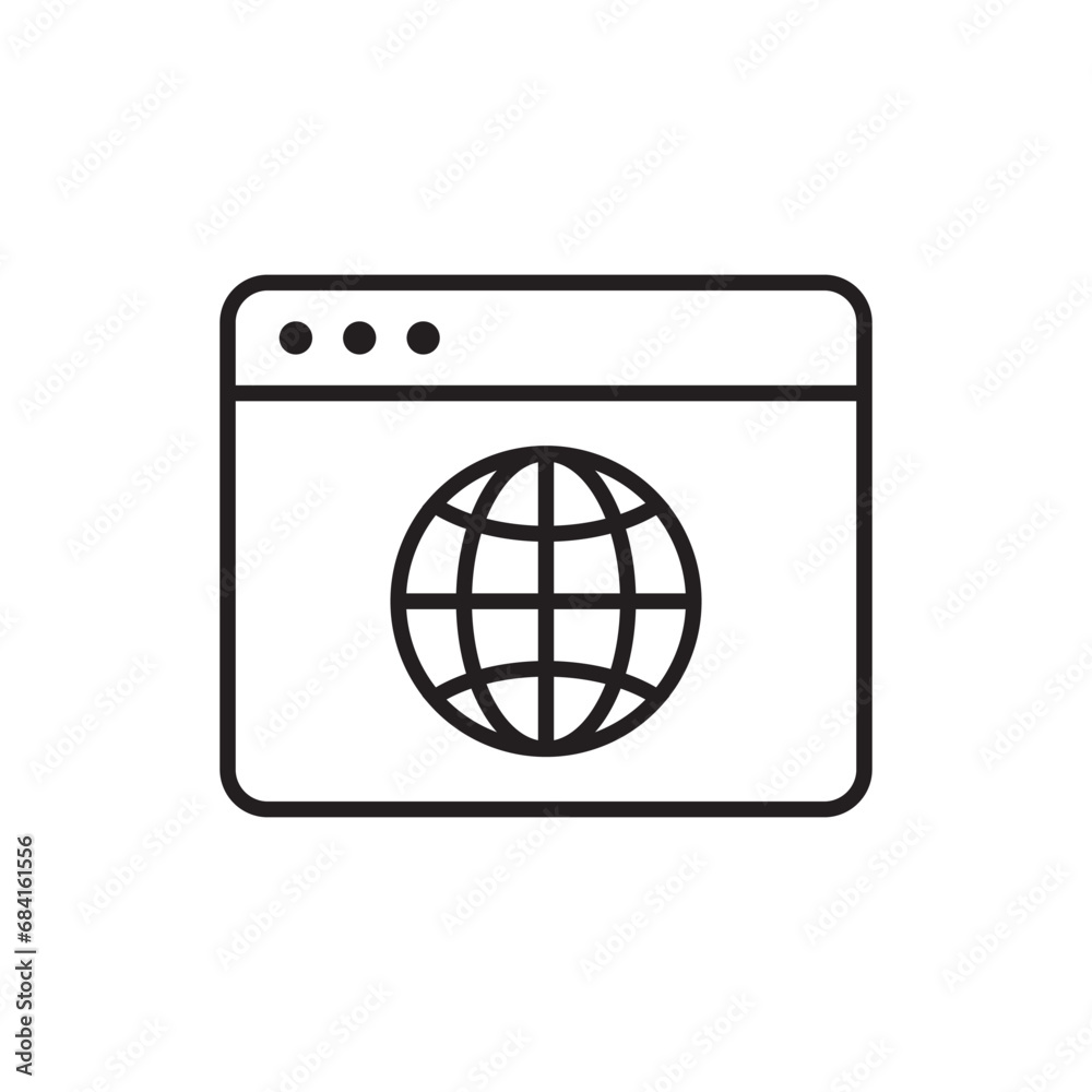 Browser icon. Vector line illustration. Browser icon. Vector line illustration.