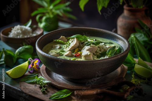 soup with vegetables aromatic Thai Green Curry