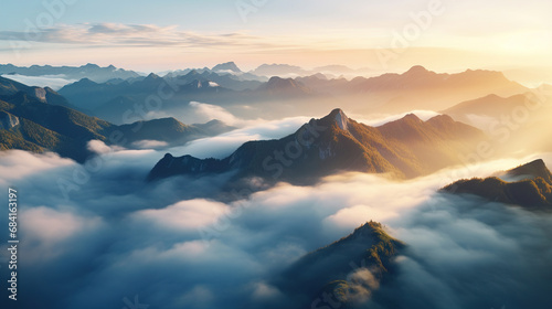 clouds over the mountains. Generative Ai
