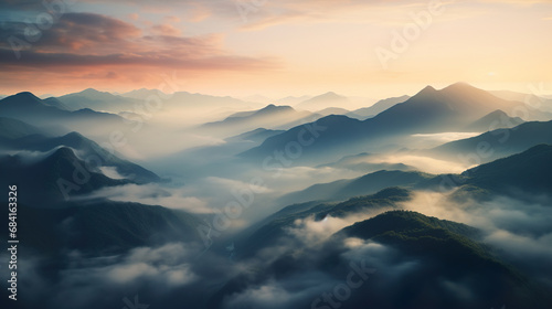 clouds over the mountains. Generative Ai © Shades3d