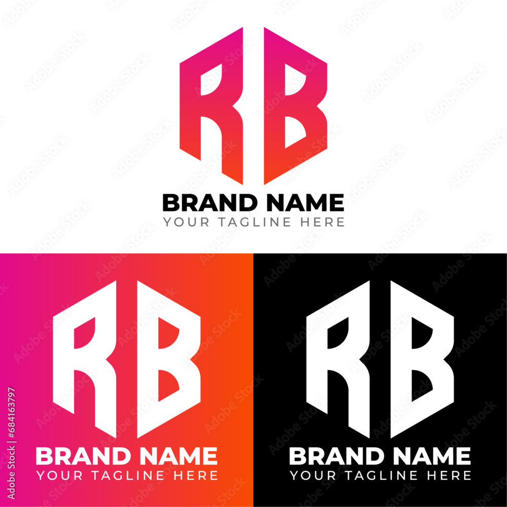 R B Double Letters Polygon Logo, Two letters R B logo design ...