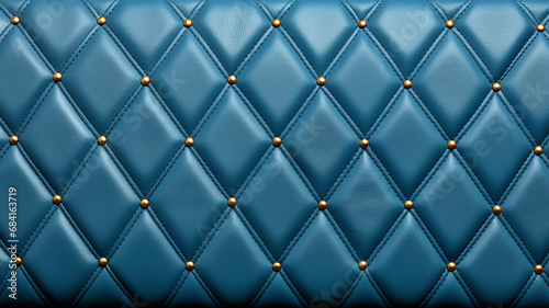 blue diamond pattern embossed leather pattern with gold diamond detail  puffy foam leather for purse.