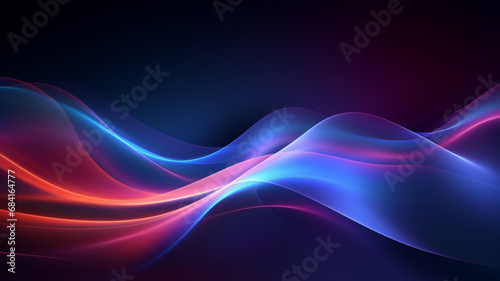 Abstract futuristic background with blurry glowing wave and neon lines