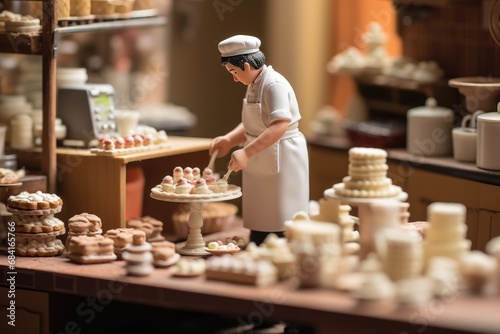 Small toy chocolatier making chocolates