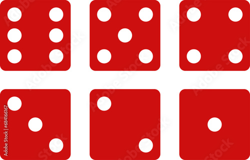 Game dice. Set of Ludo dices collection from one to six. Vector illustration.