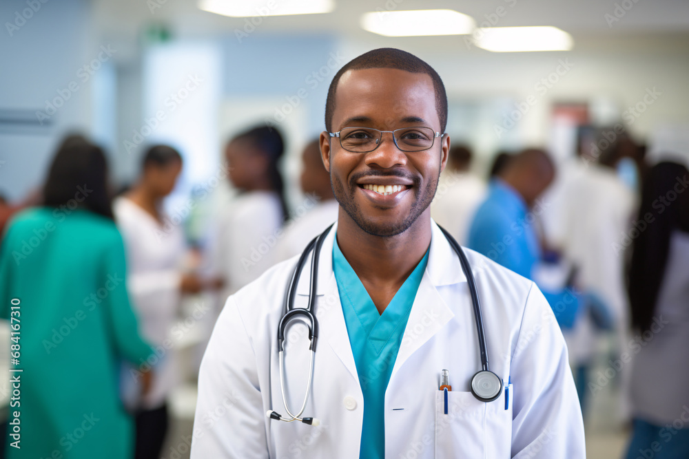 Portrait of a doctor in a lab coat. African scientific doctor in white coat. Portrait of a doctor in a lab coat. African scientific doctor in white coat.