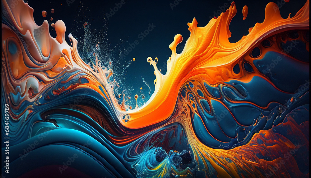 most beautiful vivid liquid in collorful 3d rendring a beautiful abstract background in many colors. - obrazy, fototapety, plakaty 