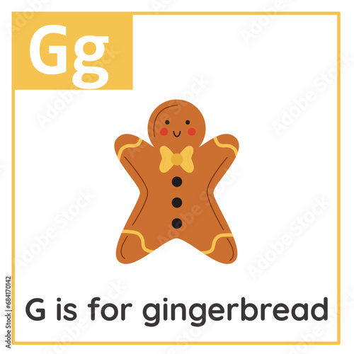 Learning English alphabet for kids. Letter G. Christmas cards. Worksheet for kids.