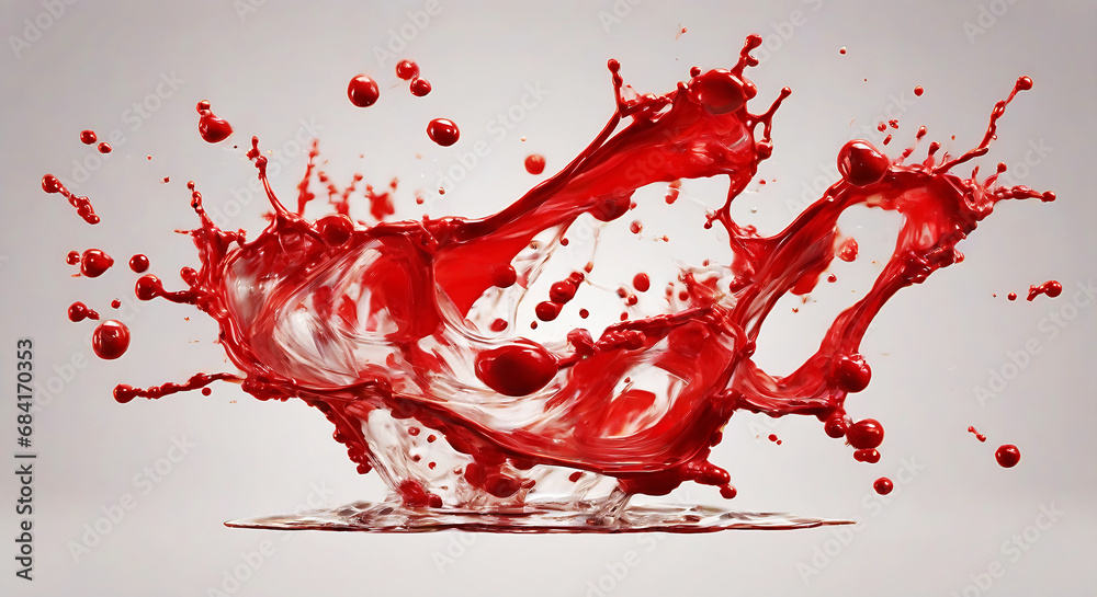 red paint liquid splash isolated against White background red paint liquid splash isolated against White background