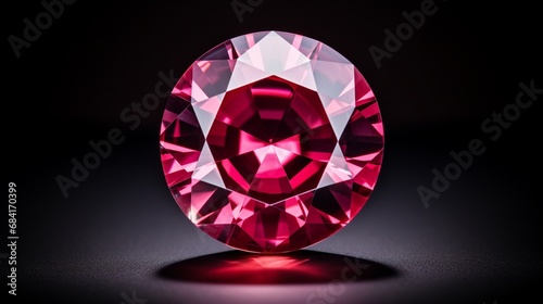 A high-resolution 4K photograph of a dazzling, 8K spinel gemstone in shades of red and pink