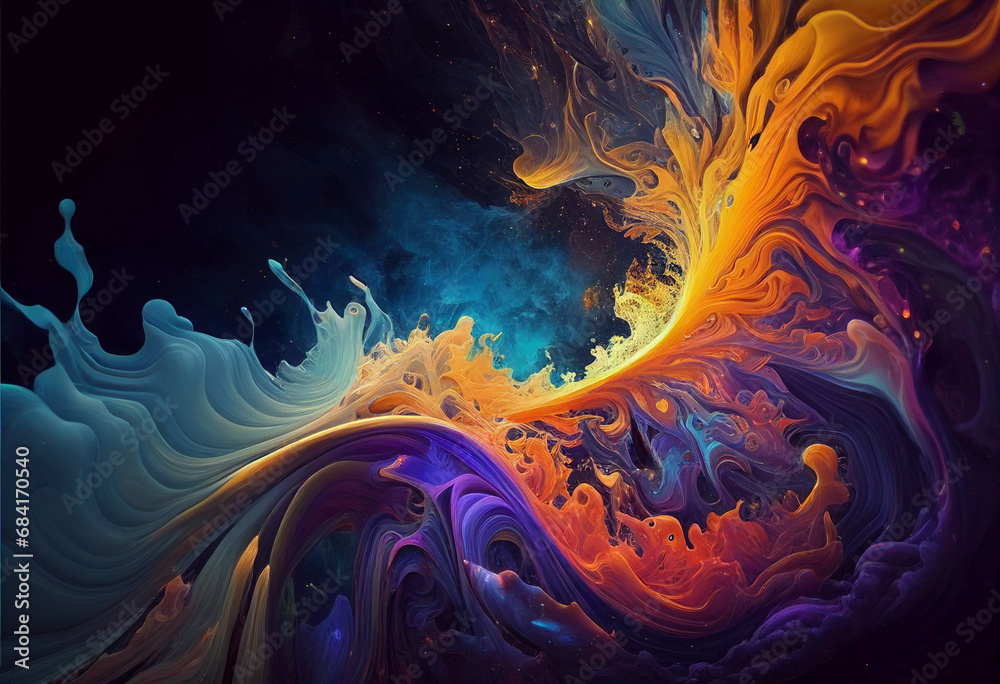 most beautiful vivid liquid in collorful 3d rendring a beautiful abstract background in many colors. - obrazy, fototapety, plakaty 