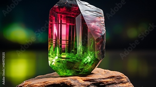 Wallpaper Mural A high-resolution, 8K image capturing the stunning beauty of a Watermelon Tourmaline gemstone, showcasing its vibrant green and pink hues Torontodigital.ca