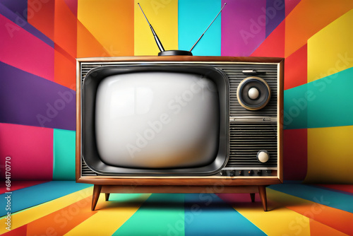 TV im Retro Sti mit Werbefläche photo