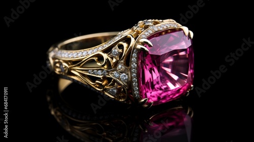 A high-resolution 8K image of a Pink Spinel set in a stunning jewelry piece  capturing its brilliance and elegance