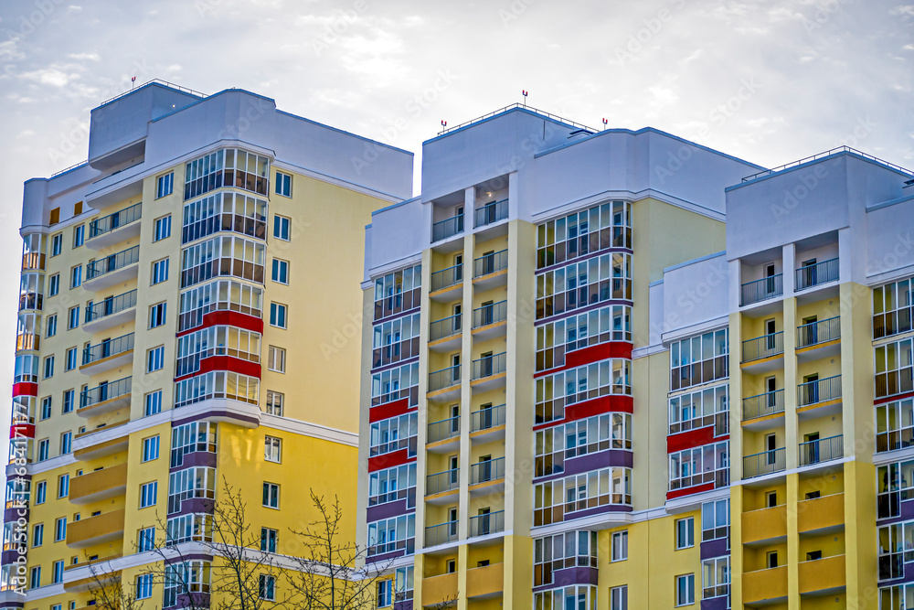 Multi-storey residential buildings on a winter day