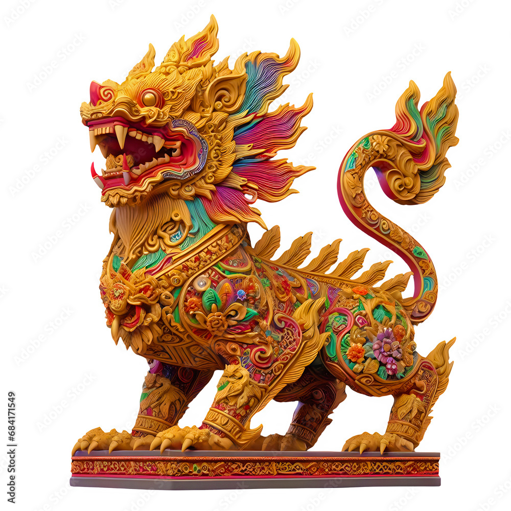 Fototapeta premium decorative barong statue variasi color isolated on transparent background