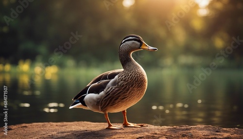 Mallard Duck. wild duck drake in the river