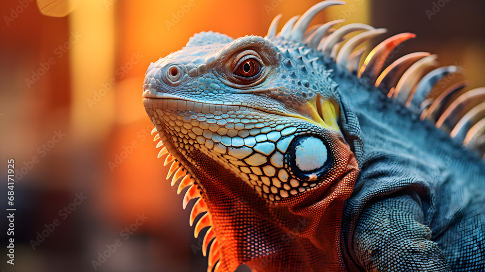 Fototapeta premium An Iguana's Enduring Gaze: A Close-Up Portrait Revealing the Reptilian Majesty