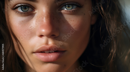 A Portrait of Perfection: A Close-Up Shot of a Girl's Flawless Skin