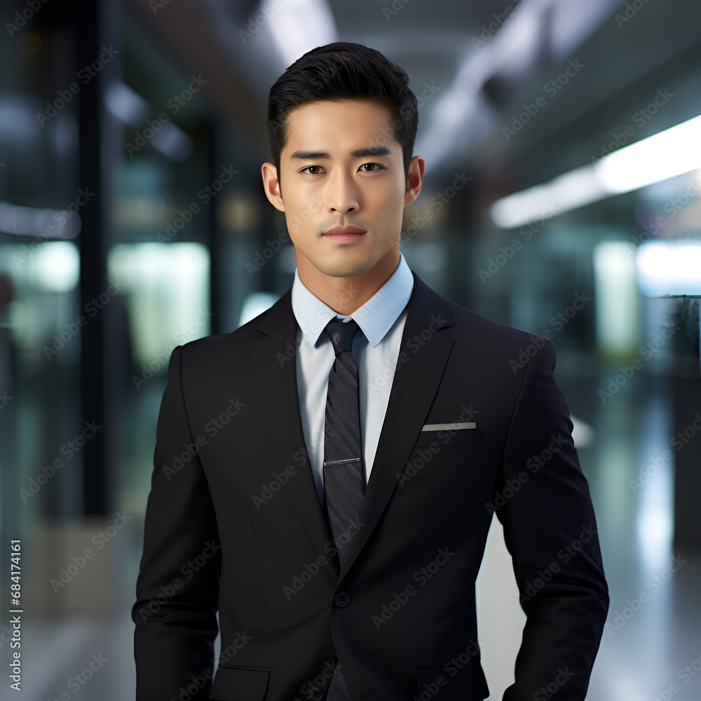 smart good looking Asian male working in financial services smart good looking Asian male working in financial services