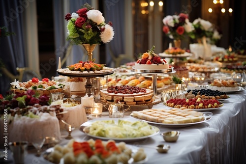 Wedding table setting-wedding cake with flowers-wedding table with flowers