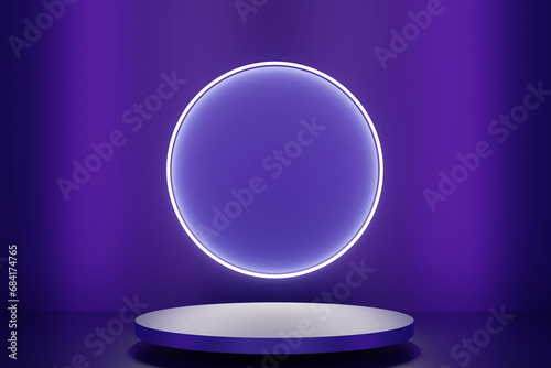 Purple podium 3d. abstract scene background A simulator or platform for products, 3D rendering.