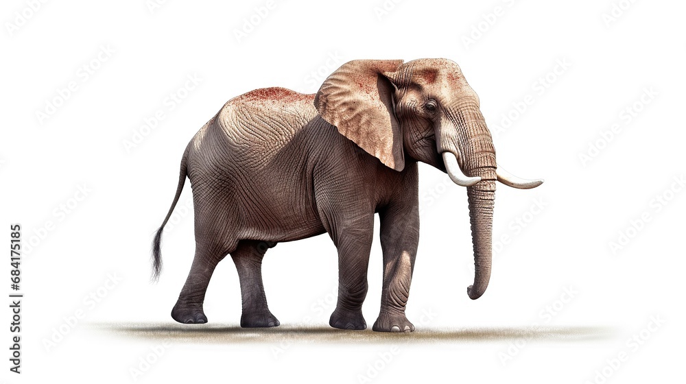 Abstract modern illustration of African elephant (Loxodonta) from side, Trendy artistic design isolated on white background