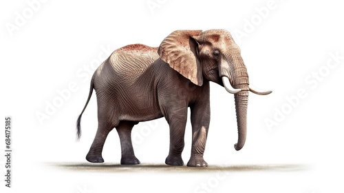 Abstract modern illustration of African elephant  Loxodonta  from side  Trendy artistic design isolated on white background