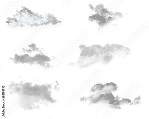 set of various kinds of clouds isolated transparent background