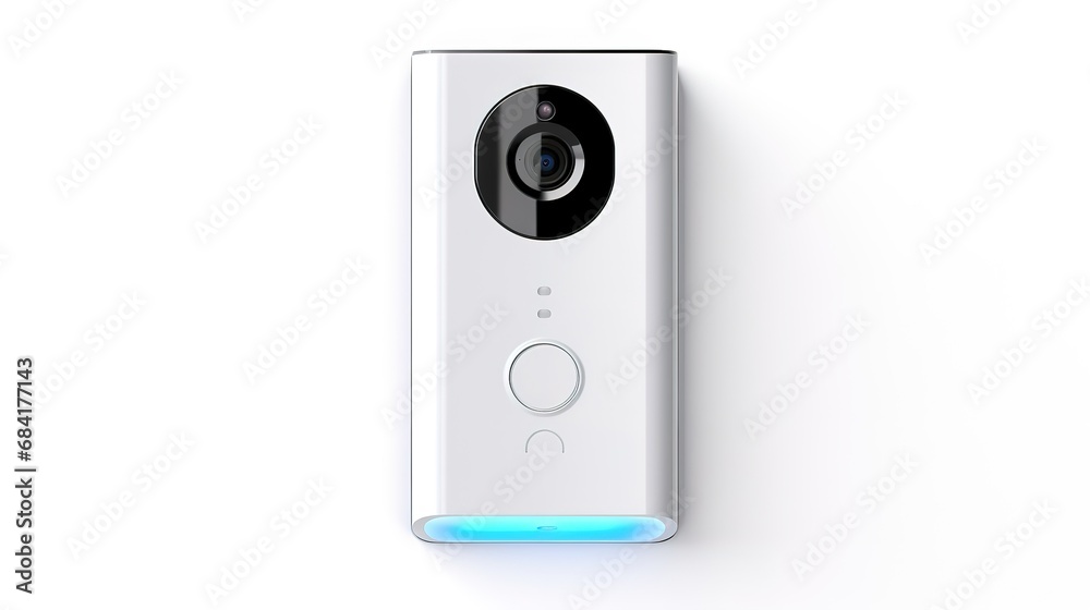 Modern doorbell with video camera, a smart home security solution for monitoring and remote access, isolated on a white background Modern doorbell with video camera, a smart home security solution for monitoring and remote access, isolated on a white background