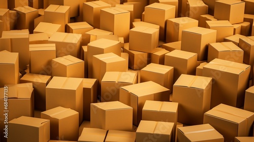 Many cardboard boxes as background  copy space  16 9