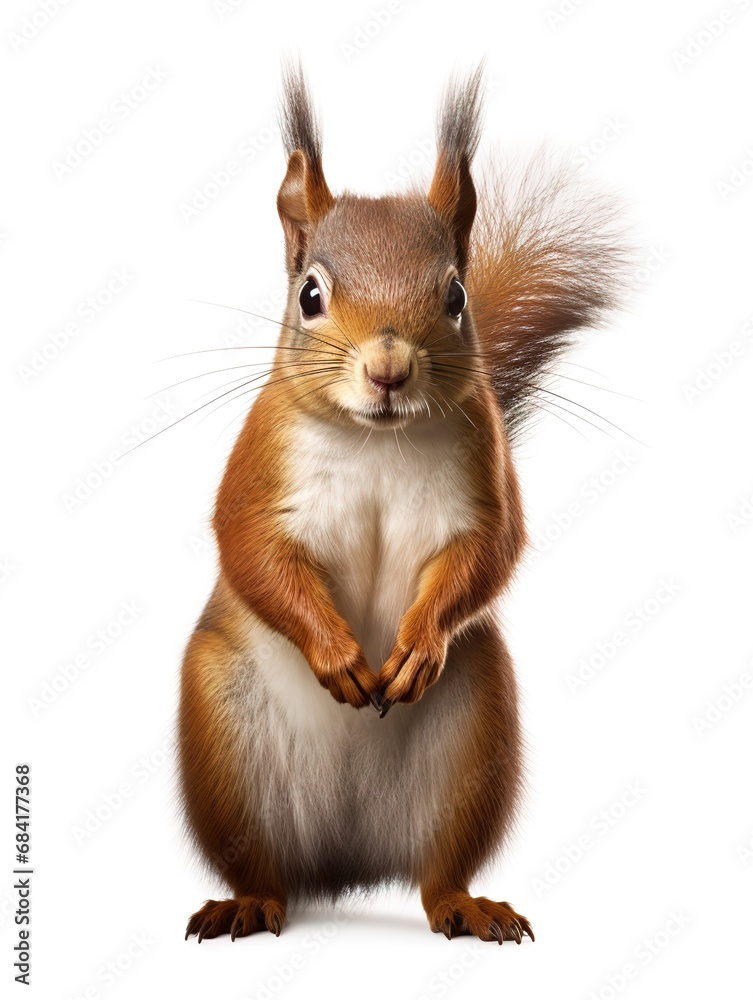 A happy squirrel standing, isolated on a white background A happy squirrel standing, isolated on a white background