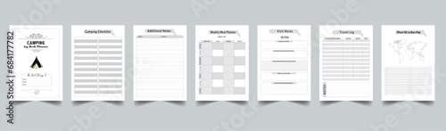 Editable Camping Journal log book KDP interior. Camp information tracker and experience notebook. KDP interior journal. Camping location tracker for kdp, travel, adventure, camping journals