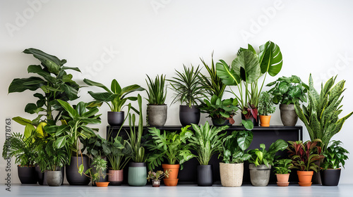 Collection of indoor houseplants isolated