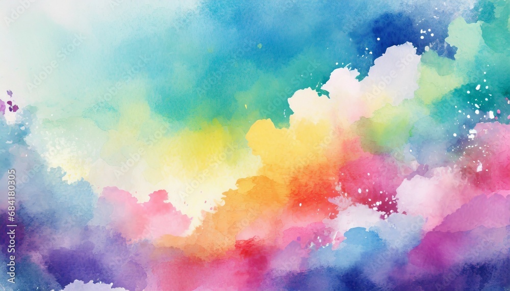 watercolor color full background watercolor background with clouds rainbow color