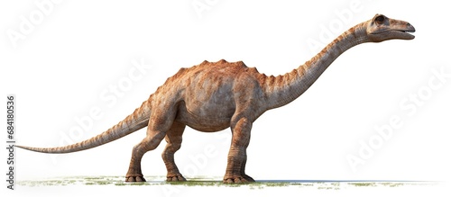 Big alamosaurus with a long neck and tail. Herbivorous dinosaur of the Jurassic period. Prehistoric lizard.