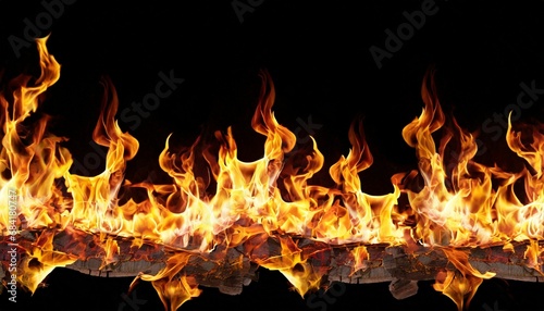 burning fire flames border texture isolated generative ai