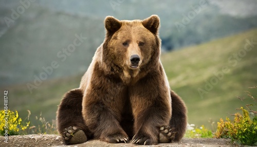 brown bear ursus arctos sitting