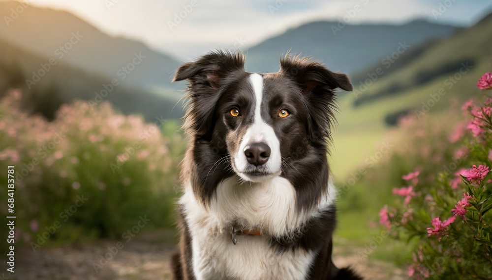 beautiful border collie mix breed dog sitting extracted