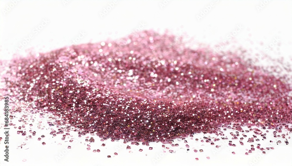 pink glitter isolated on white background and texture