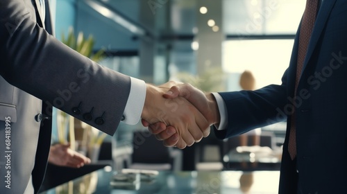 celebration partnership and business deal concept.Businessman handshake for teamwork of business merger and acquisition,successful negotiate,hand shake,two businessman shake hand with partner. photo