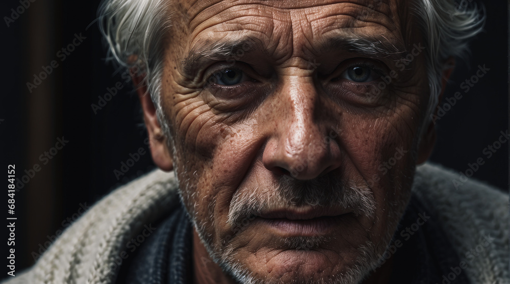 close-up portrait of a lonely elderly man, an older pensioner, in an armchair on the porch of a house. Sad reflecting the feeling of loneliness and experience. close-up portrait of a lonely elderly man, an older pensioner, in an armchair on the porch of a house. Sad reflecting the feeling of loneliness and experience.