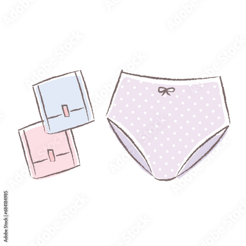 かわいい生理用ナプキンとショーツのイラスト