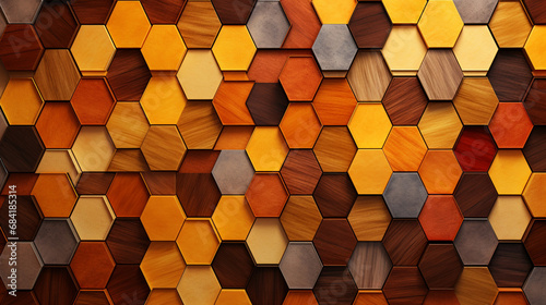 A mesmerizing, repeating pattern of interlocking hexagons in warm tones created with Generative Ai