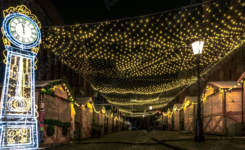 christmas market in Gdansk at night