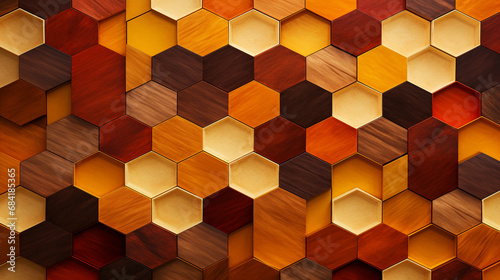 A mesmerizing, repeating pattern of interlocking hexagons in warm tones created with Generative Ai