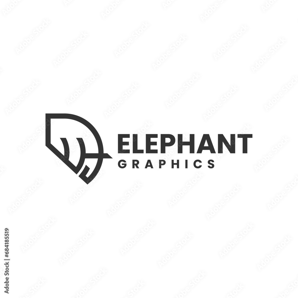 Obraz premium Vector Logo Illustration Elephant Line Art Style