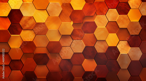 A mesmerizing, repeating pattern of interlocking hexagons in warm tones created with Generative Ai