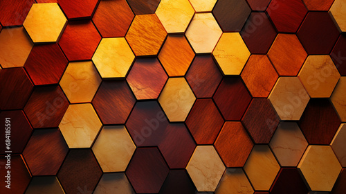 A mesmerizing, repeating pattern of interlocking hexagons in warm tones created with Generative Ai © Andrii Yablonskyi